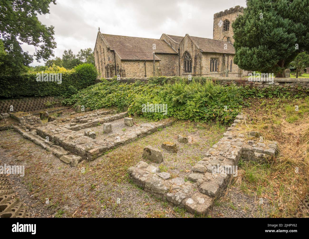 The remains of the Roman granaries at Ribchester, Lancashire, England, UK Stock Photo