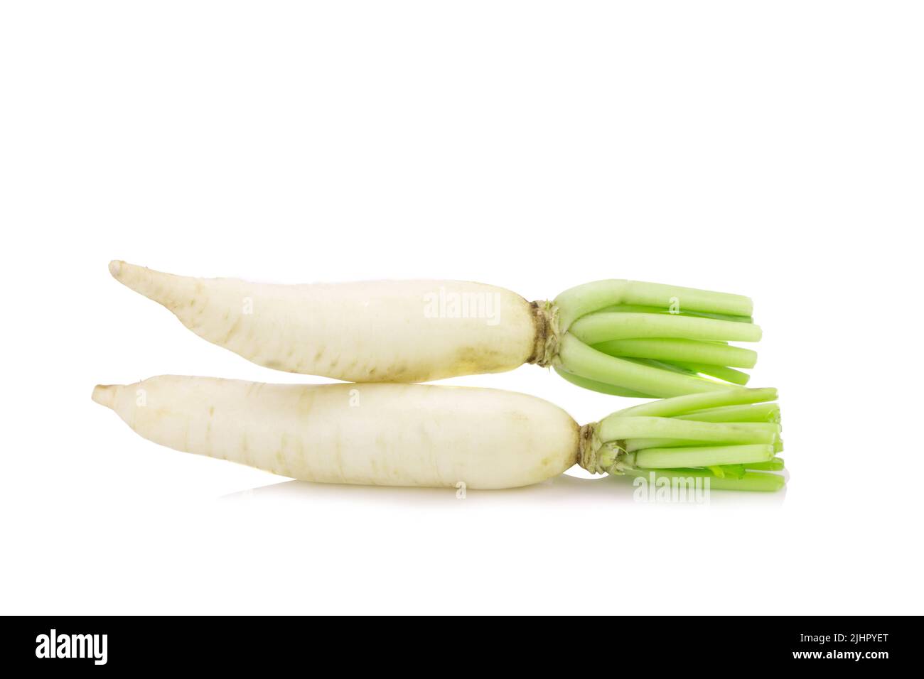 Daikon radishes isolated on white background Stock Photo Alamy