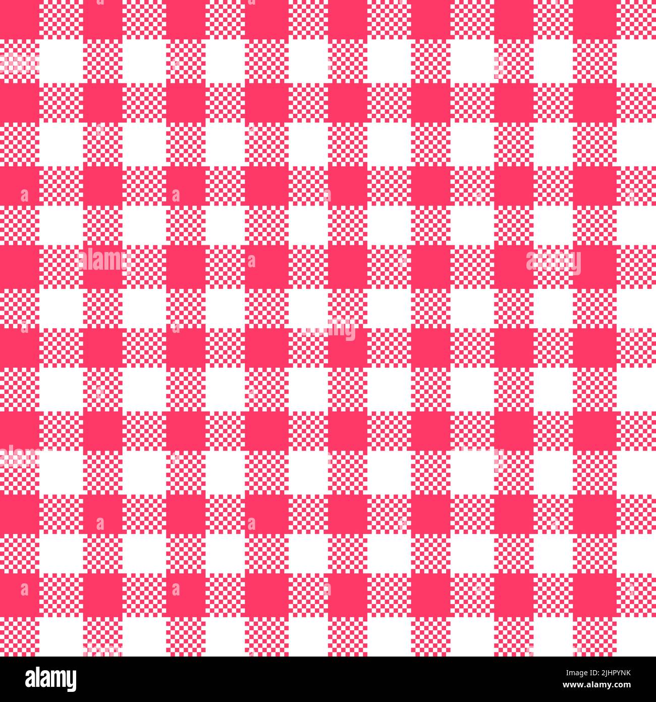 Gingham Pattern. Seamless white pink plain check pattern. Good for blankets, wraps, packages, dresses, skirts, napkins. Stock Photo