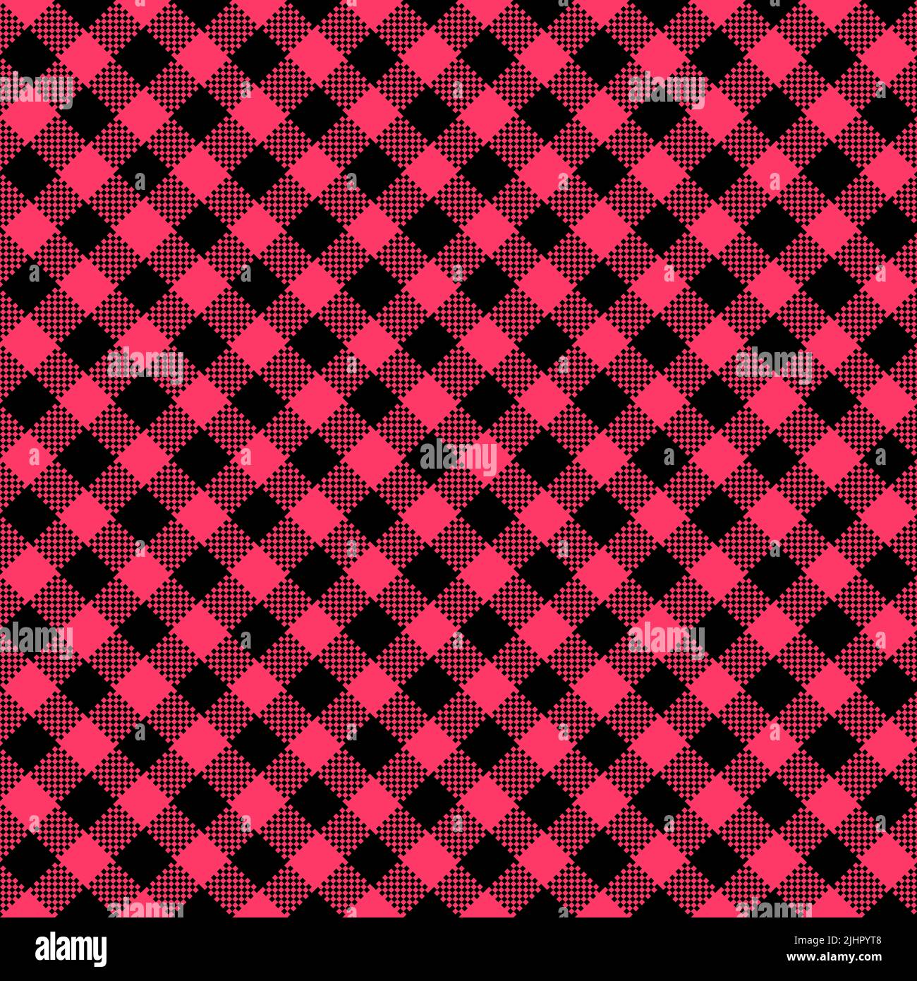 Gingham Pattern. Seamless black pink classic diagonal check pattern. Good for towels, blankets, skirts, napkins, gift paper. Stock Photo