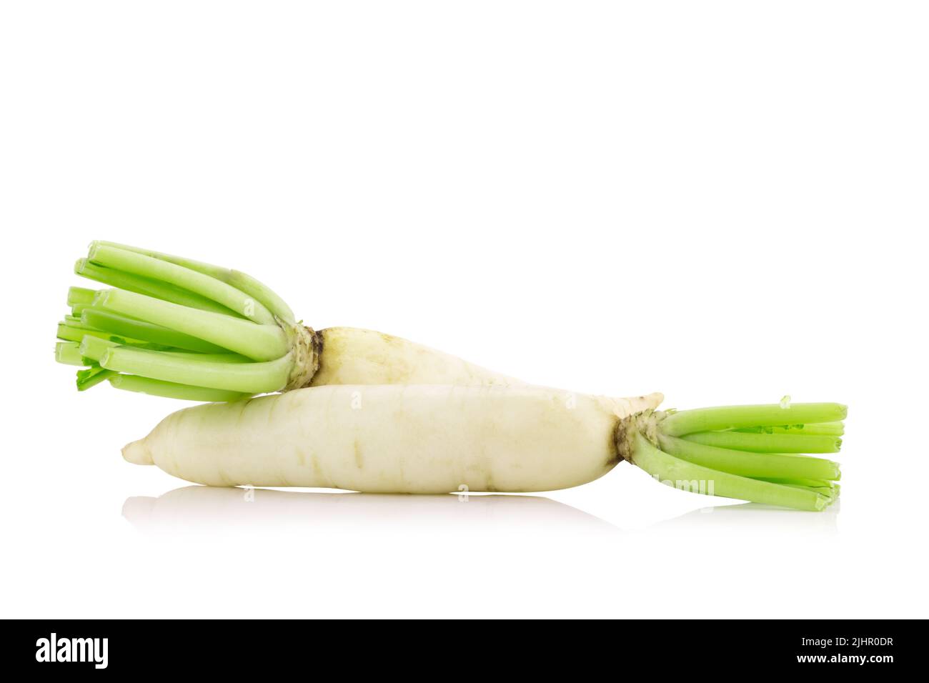 Daikon radishes isolated on white background Stock Photo Alamy