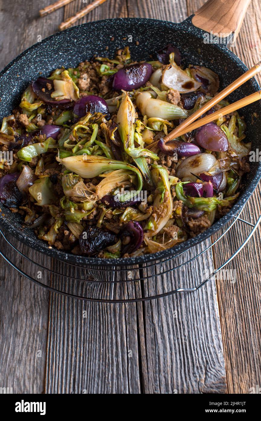Ground pork stir fry with vegetables Stock Photo - Alamy