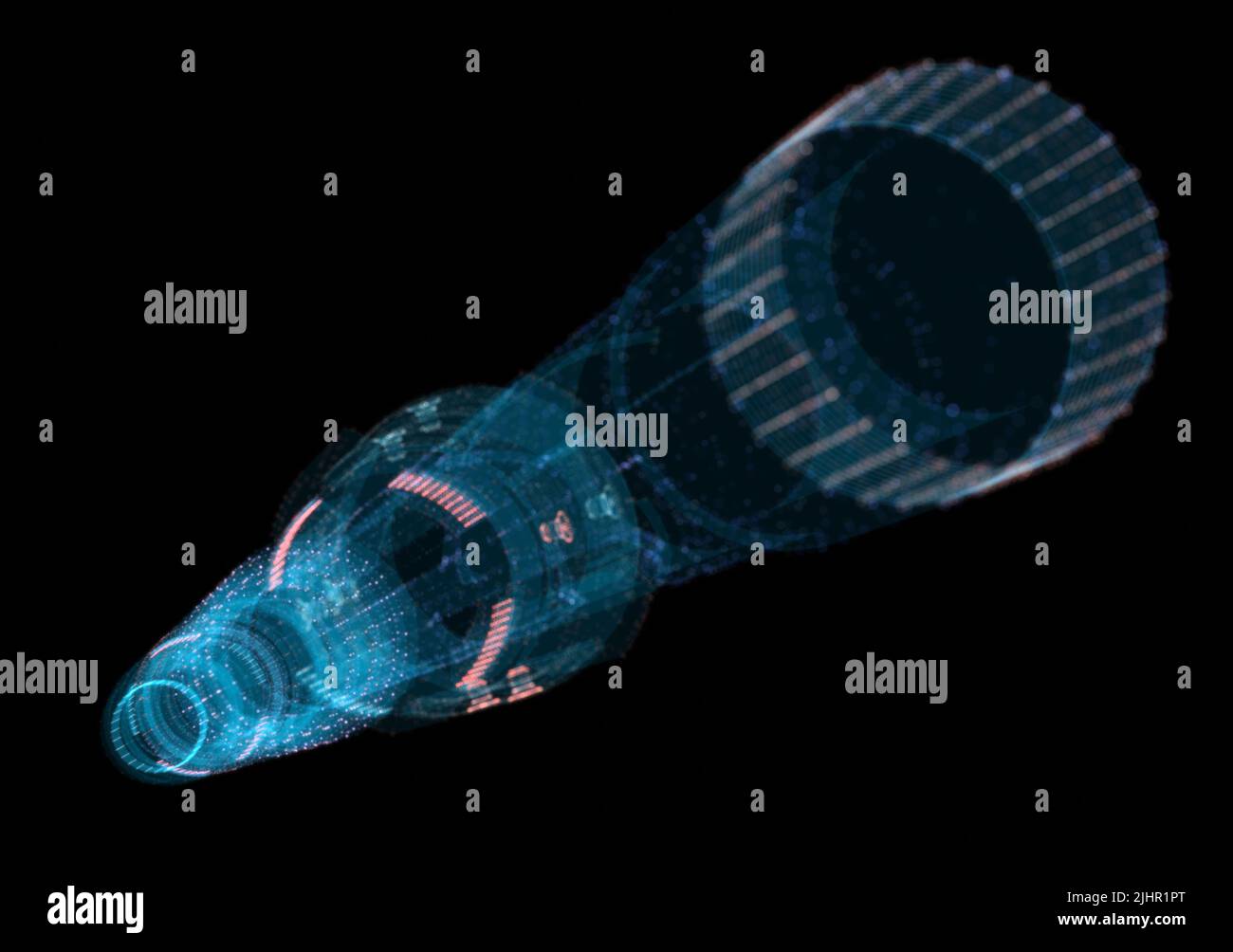 A glowing hologram of a mechanical object Stock Photo - Alamy