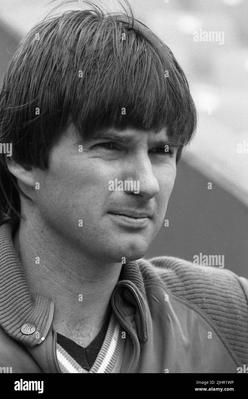 Tennis players Jimmy Connors (American) attending a match of the French Open. Paris, Roland-Garros stadium, June 1989 Stock Photo