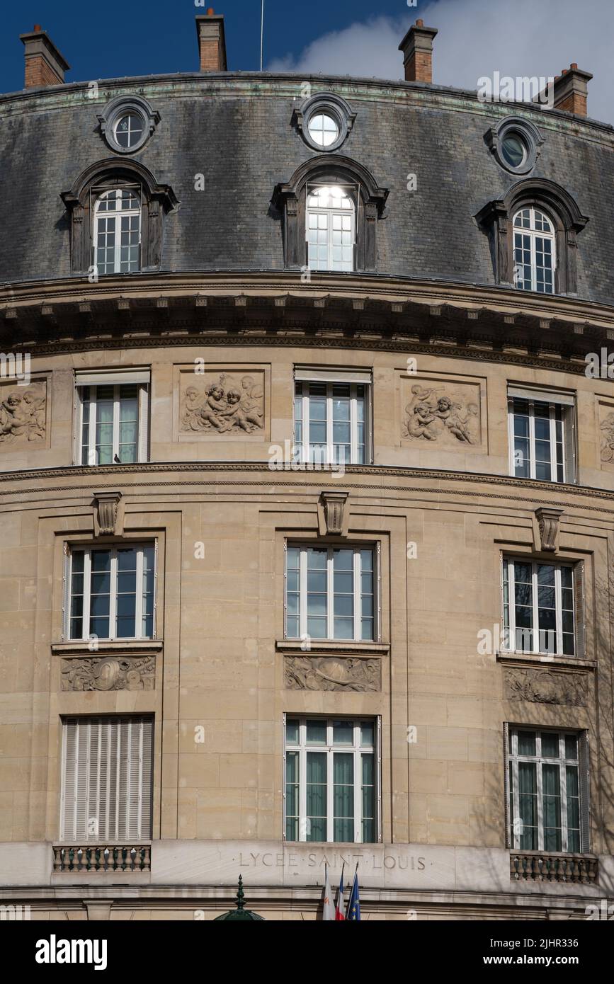 France, Ile de France region, Paris 6th arrondissement, boulevard Saint Michel, lycée Saint-Louis (high school), Stock Photo