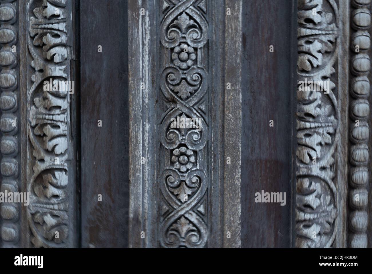 France, Ile de France region, Paris,1st arrondissement, rue de Rivoli, detail of a carved door, Stock Photo
