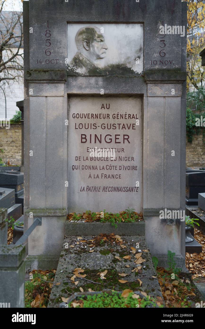 France, Ile de France region, Paris 14th arrondissement, Montparnasse cemetery, All Saints' Day, General Binger's grave, colonisation, Stock Photo