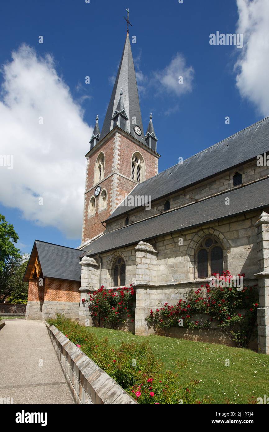 France, Normandy region, Seine-Maritime, Terroir de Caux, Luneray, church, Stock Photo