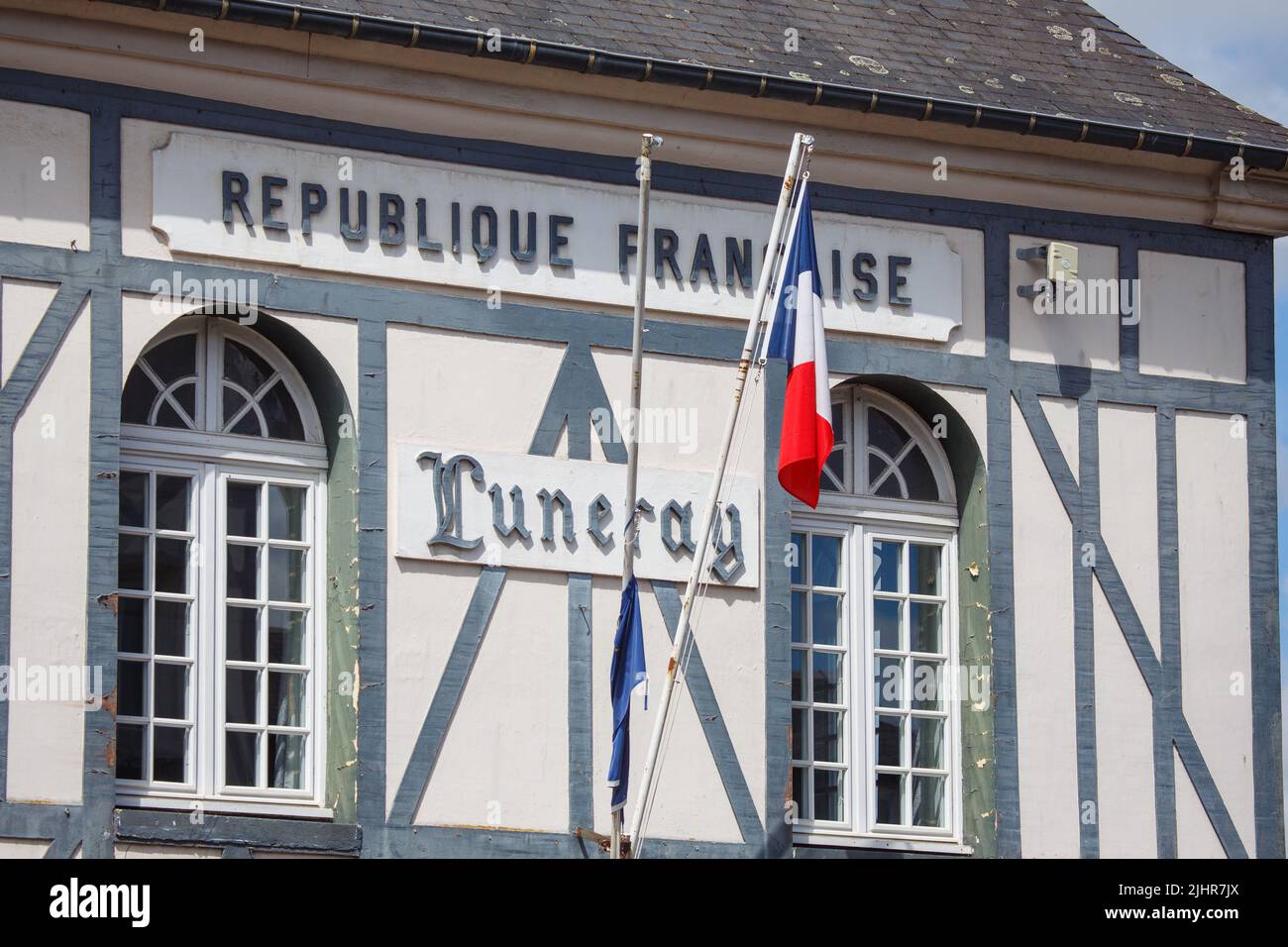 France, Normandy region, Seine-Maritime, Terroir de Caux, Luneray, town hall, Stock Photo