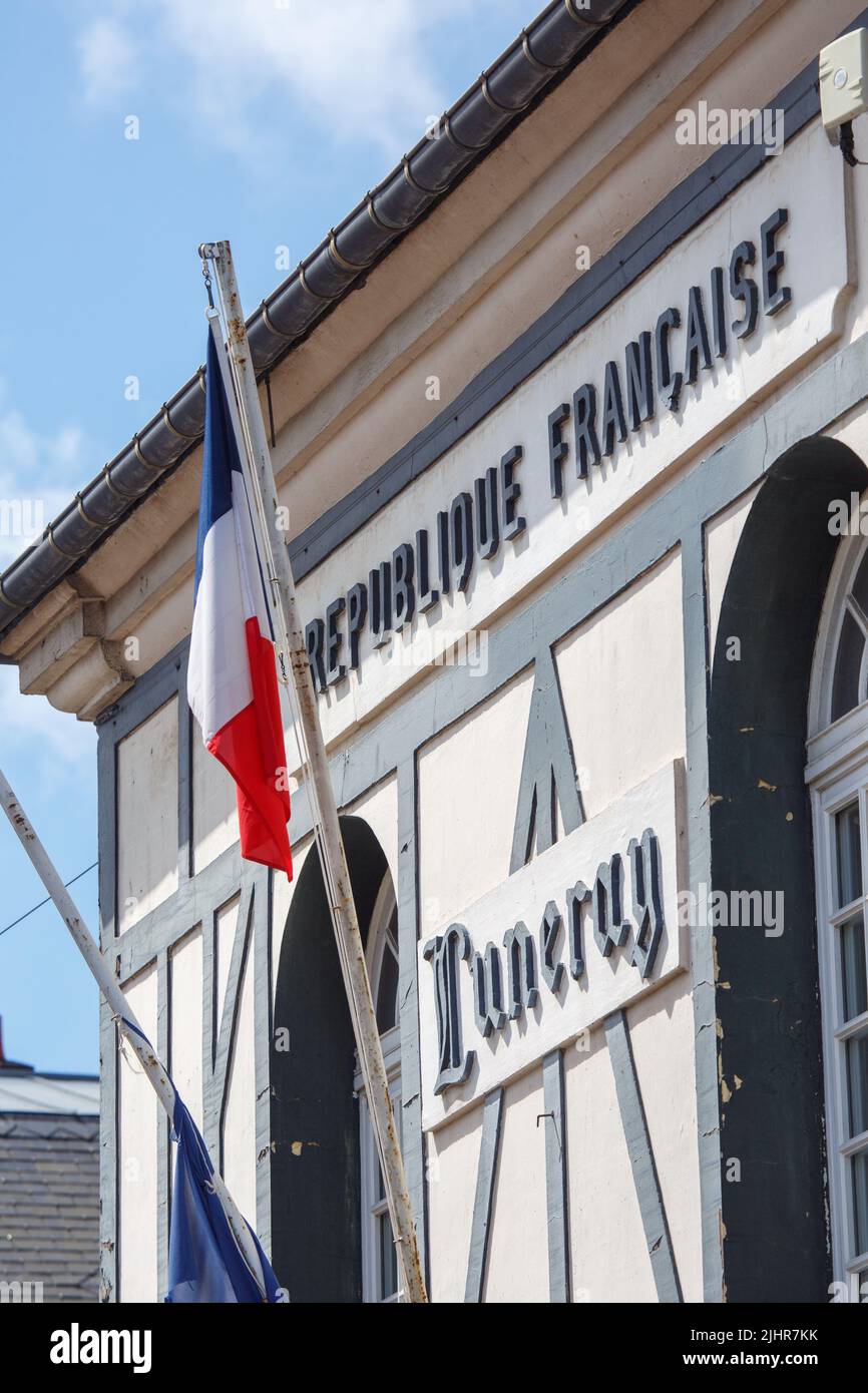 France, Normandy region, Seine-Maritime, Terroir de Caux, Luneray, town hall, Stock Photo
