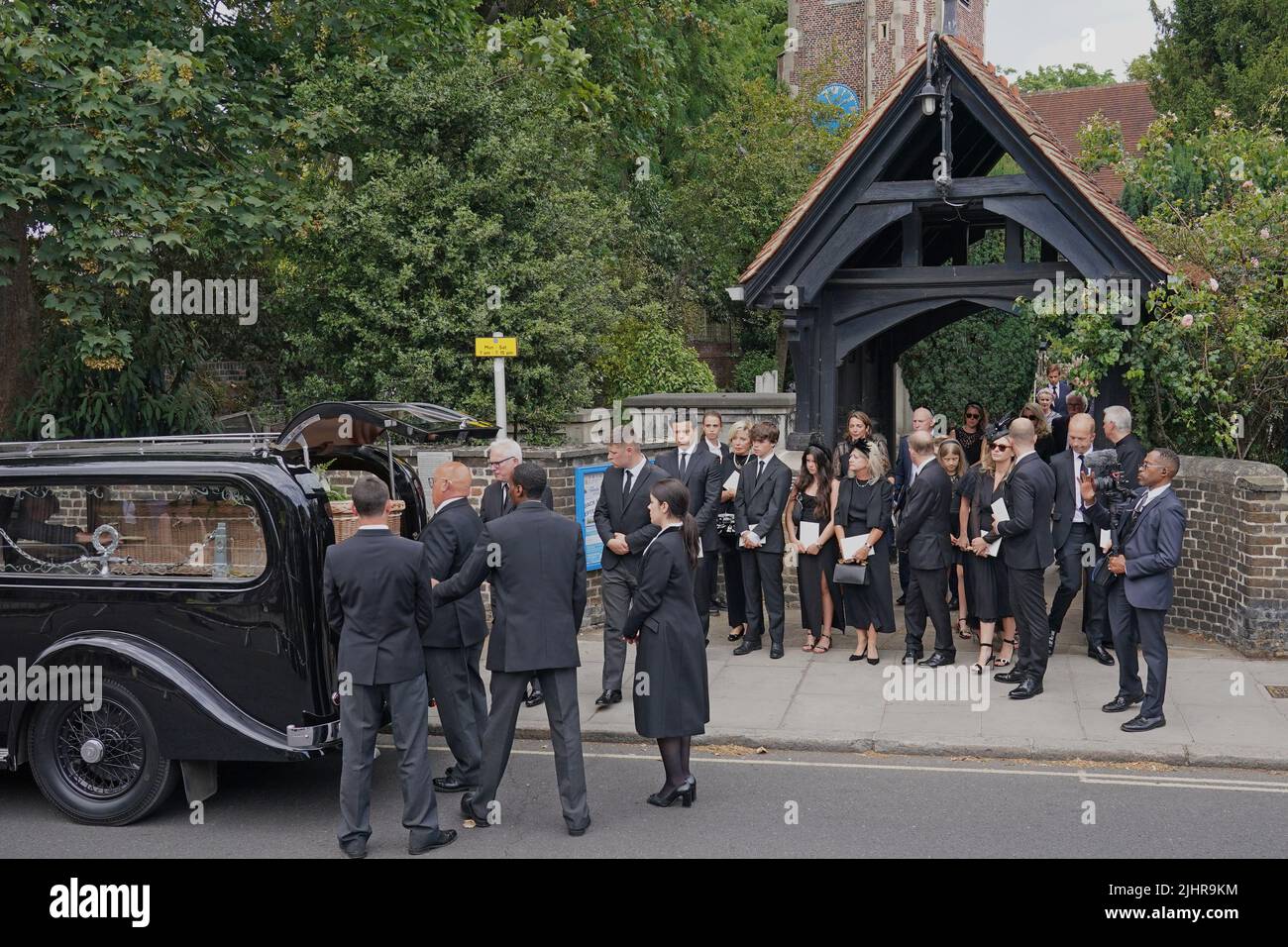 The coffin of Dame Deborah James is carried out following her funeral