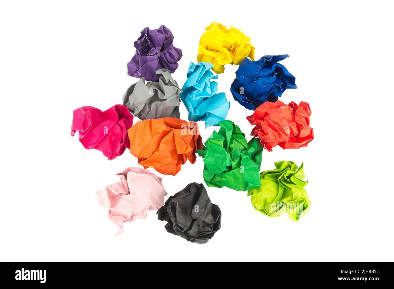 paper ball. colorful. crumpled. isolated on white background Stock