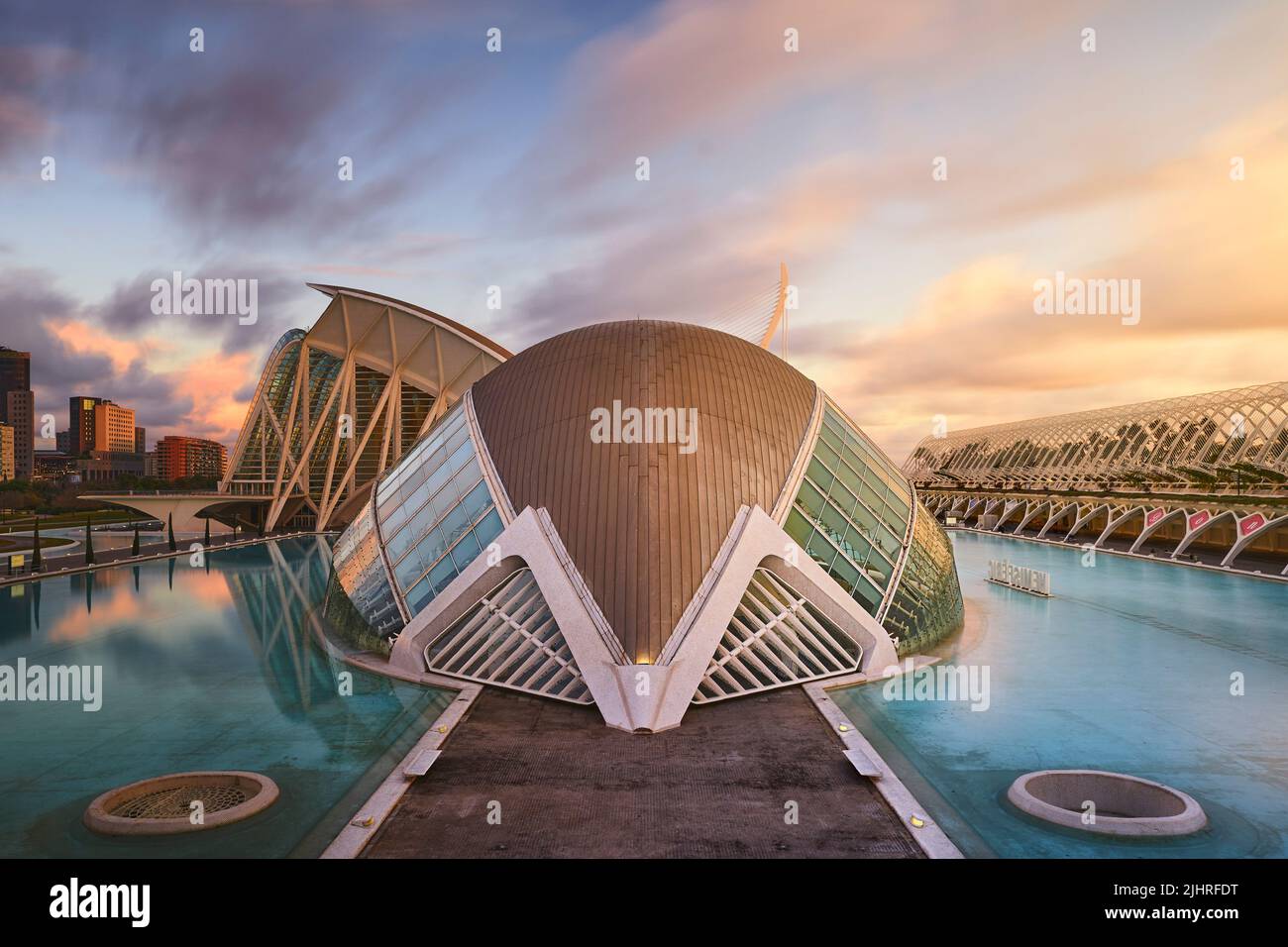 City of Arts and Sciences at sunset (Valencia - Spain) Stock Photo