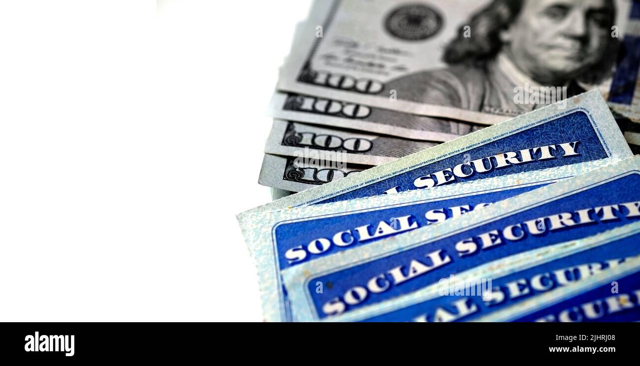Social Security Cards for identification and retirment USA Stock Photo