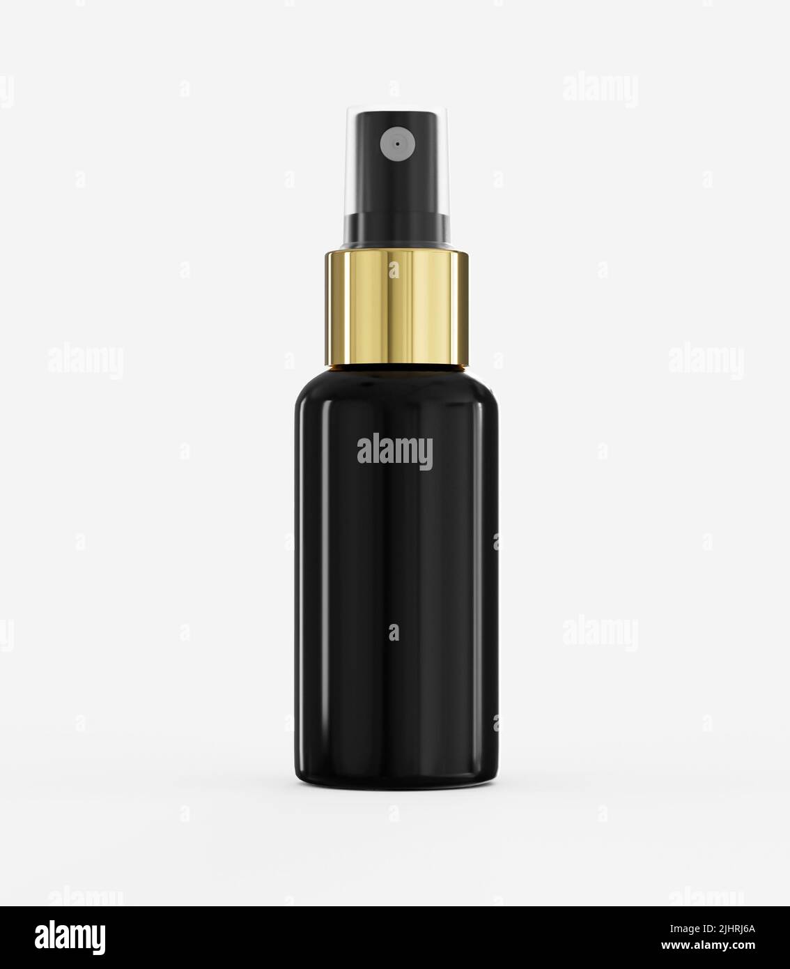 A 3D mockup of a black and golden Spray Bottle Stock Photo - Alamy