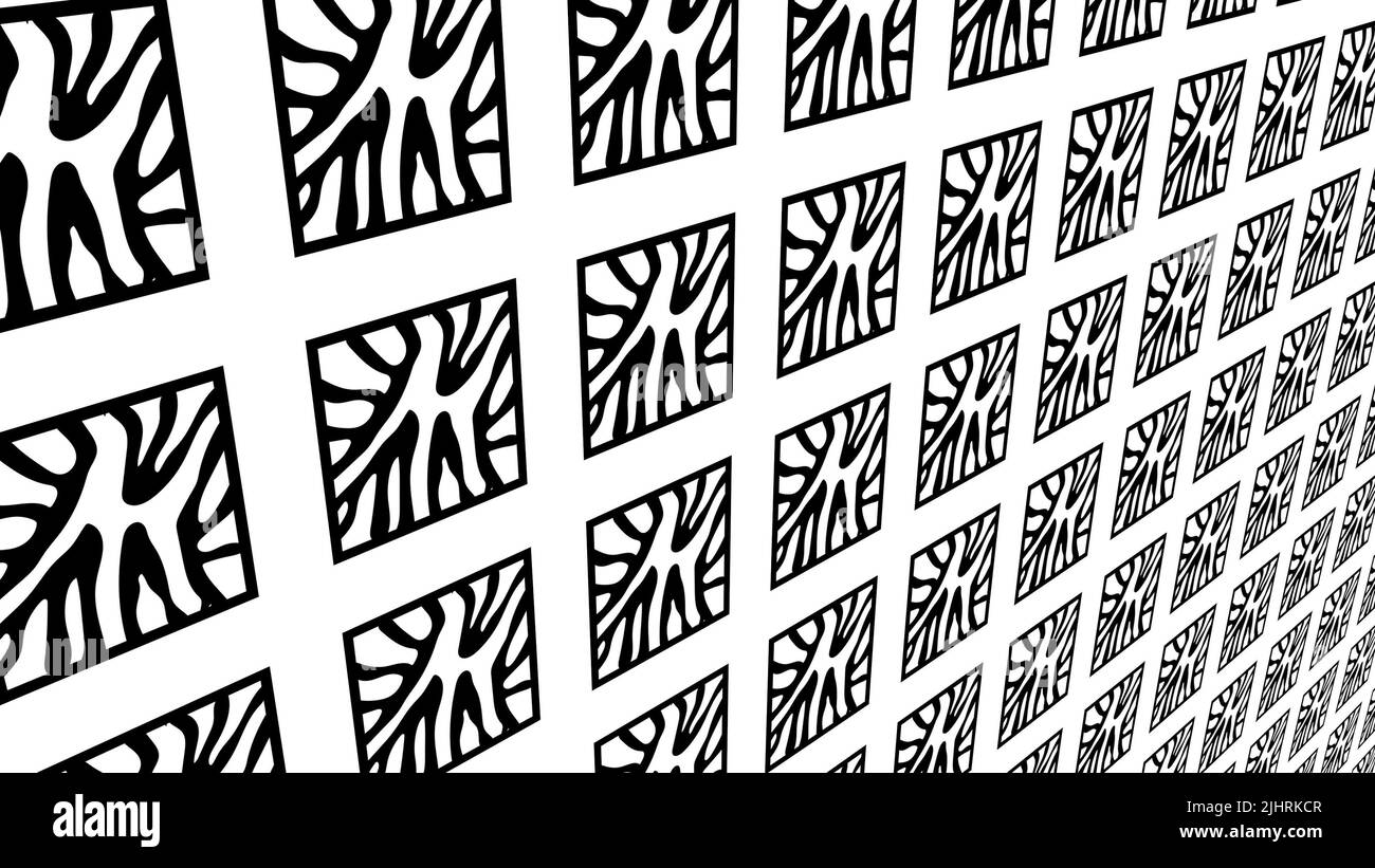An illustration of a black and white patterned square ornaments Stock Photo