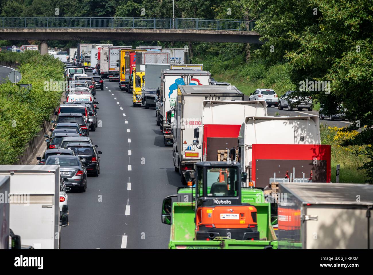 Traffic jam on the A40 motorway, near MülheimWinkhausen, in the