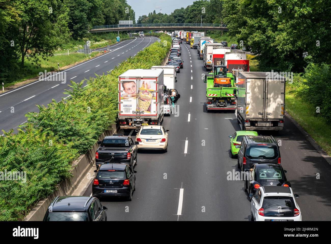 Traffic jam on the A40 motorway, near MülheimWinkhausen, in the