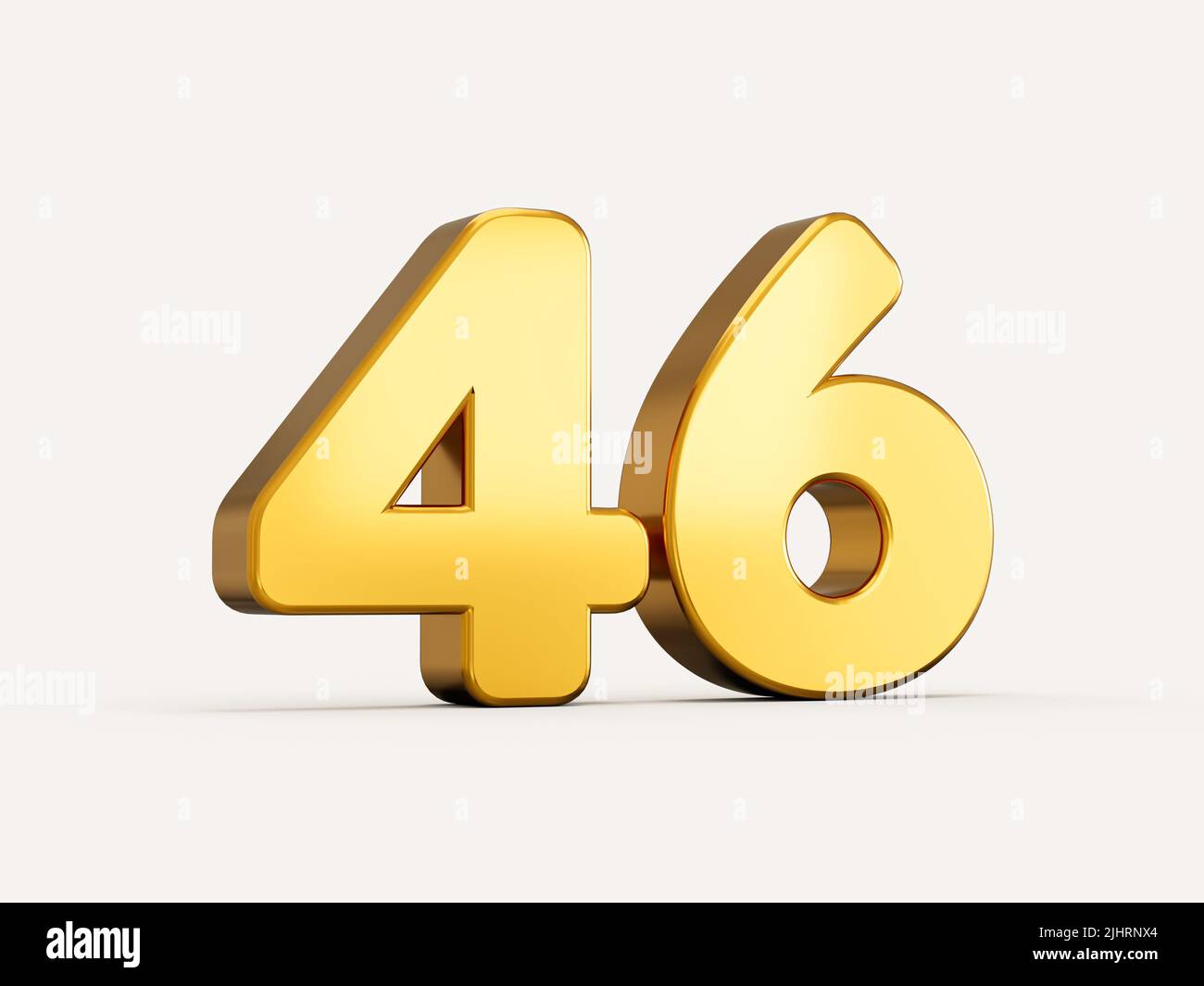 3d illustration of golden number 46 or forty six isolated on beige ...