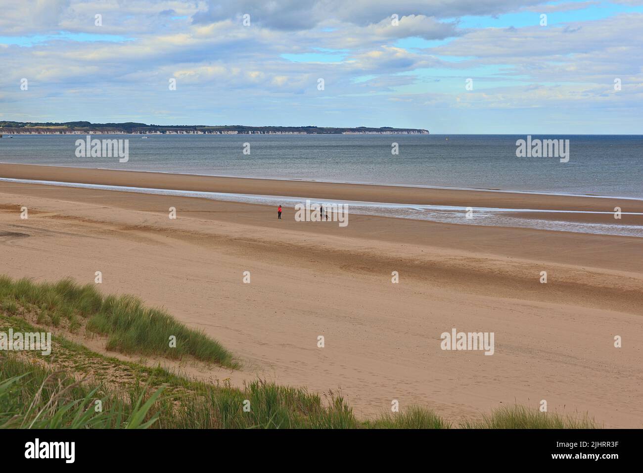 Wilsthorpe Beach looking across to Flamborough Head, Bridlington on the East Yorkshire Coast, England Stock Photo
