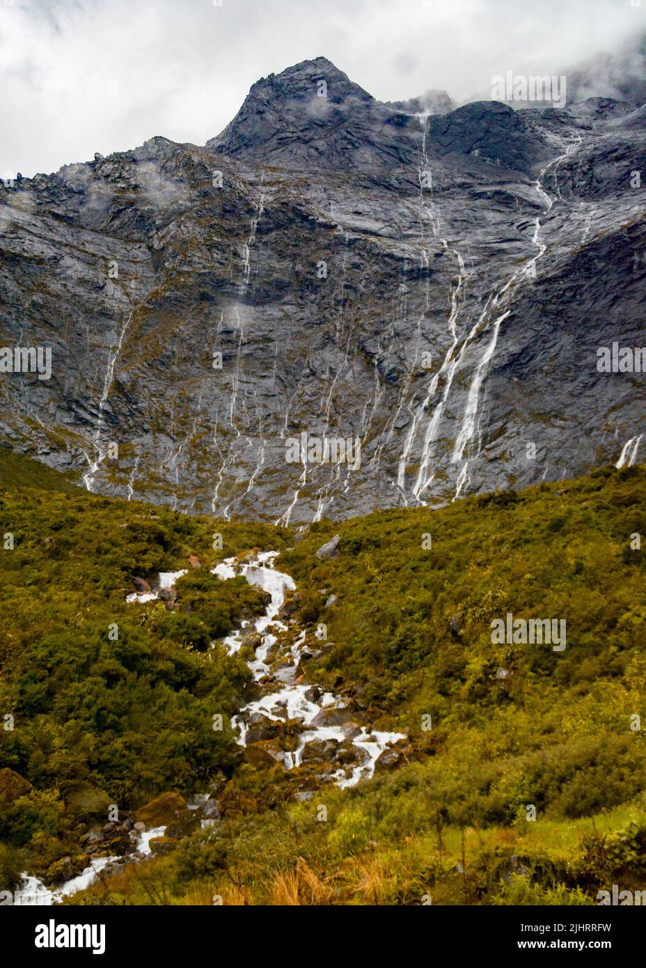 A vertical shot of a waterfall over the rocks Stock Photo - Alamy