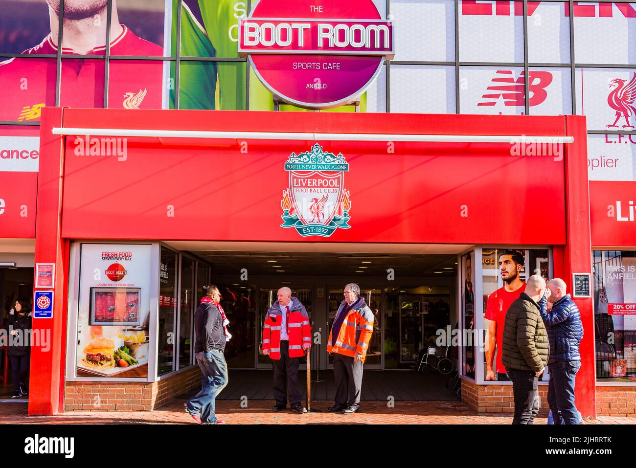 Boot Room, cafe, outside Anfield Stadium. Anfield, Liverpool