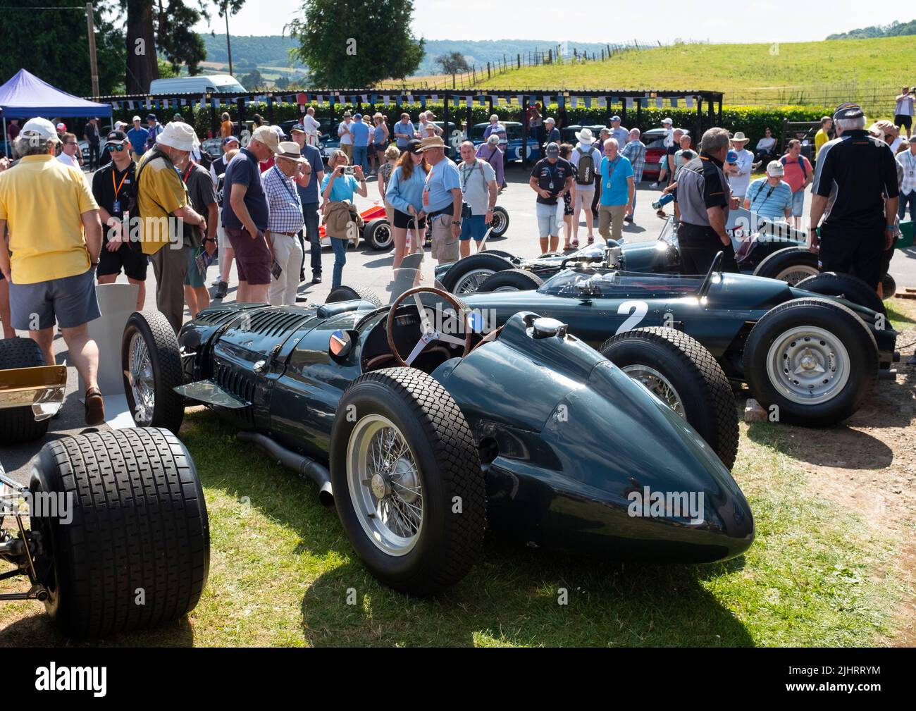 V16 BRM on display in the paddock, Shelsley Walsh Classic Nostalgia, 16th July 2022. Stock Photo
