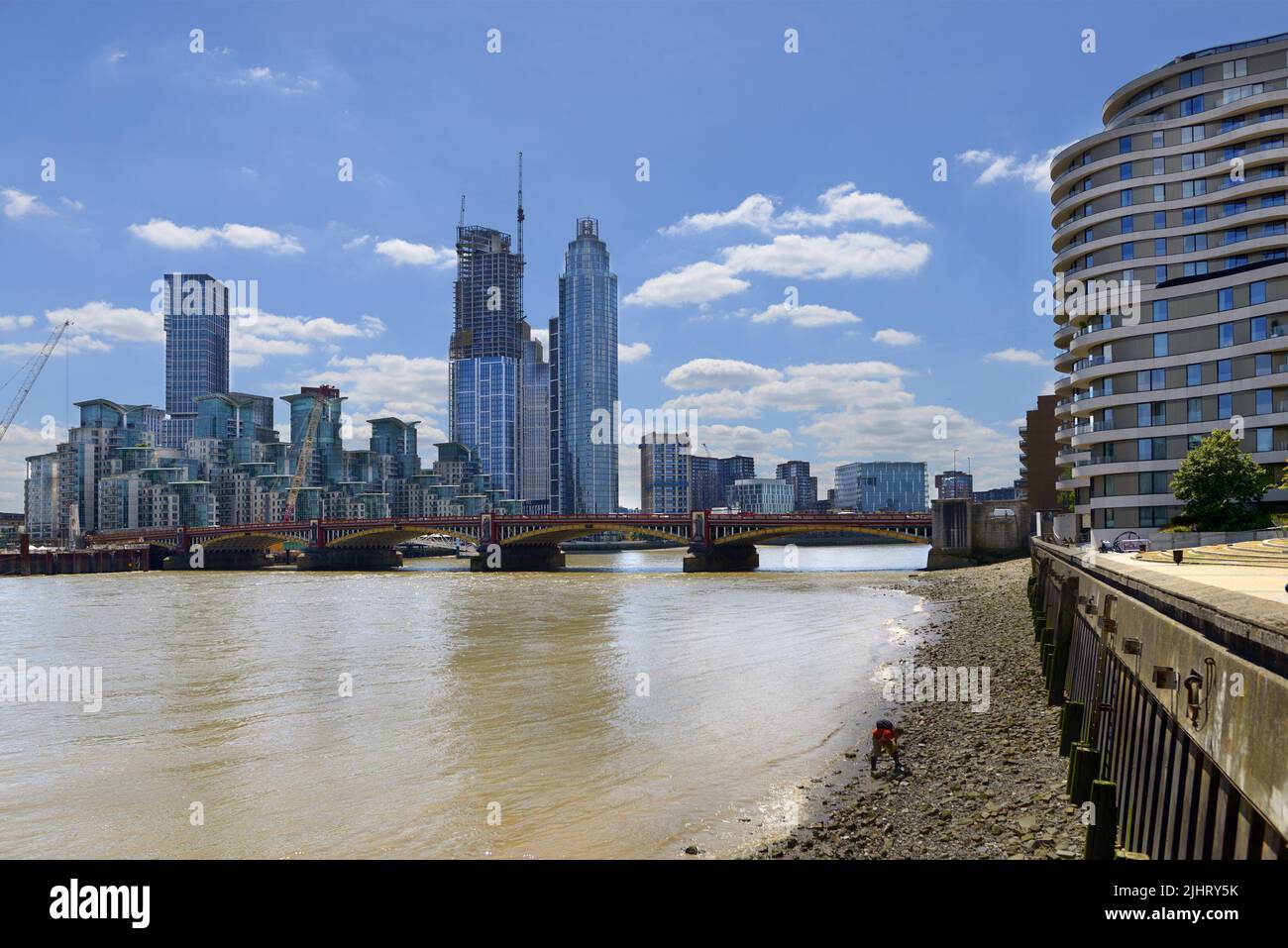 London, England, UK. Modern apartment blocks in the St George Wharf riverside development in Vauxhall Stock Photo