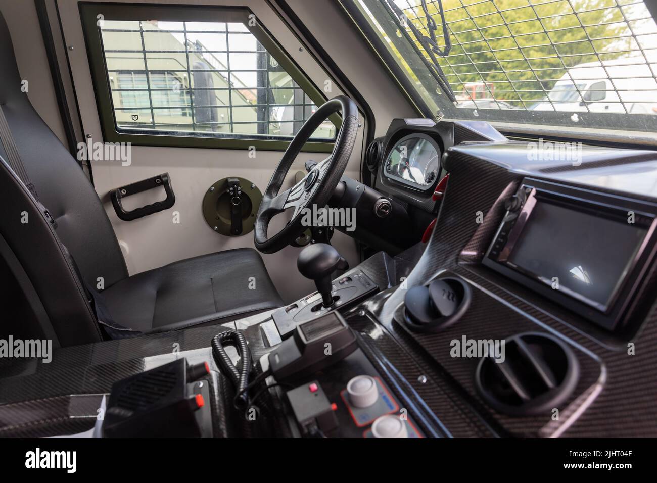 Interior of one of the 11 new Italianmade MLS SHIELD armoured vehicles that will be delivered