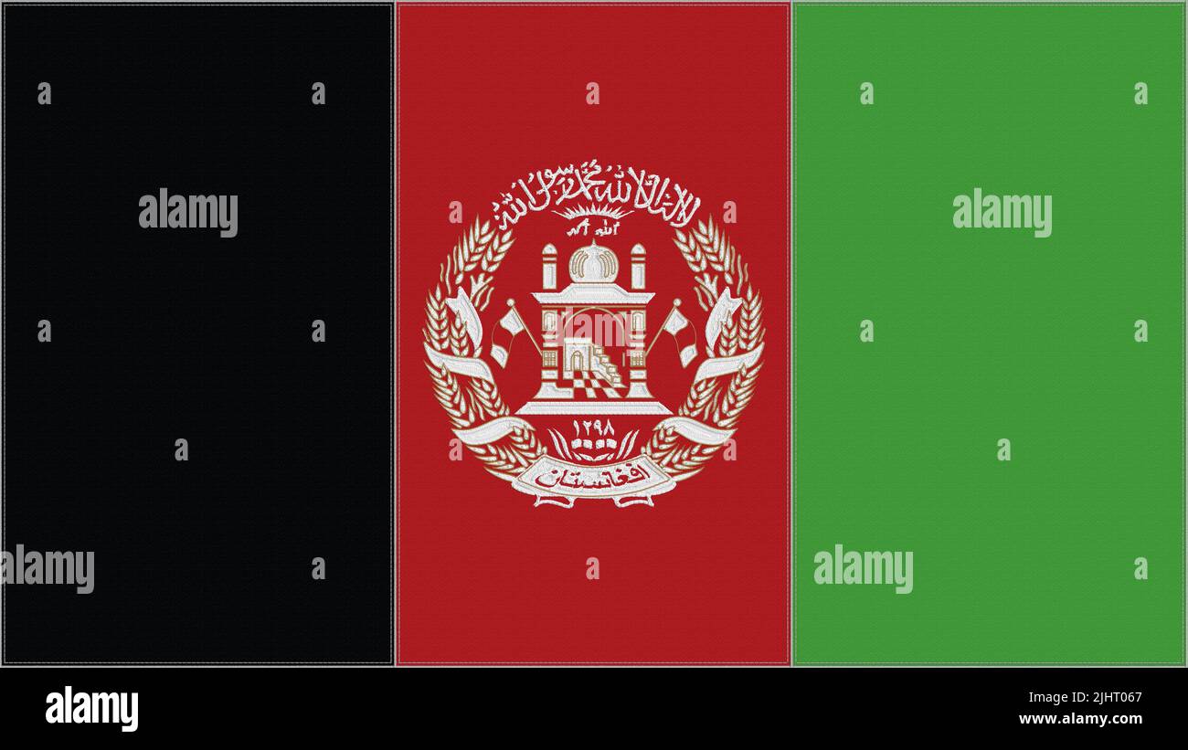 Afghanistan embroidery flag. Afghan emblem stitched fabric. Embroidered ...