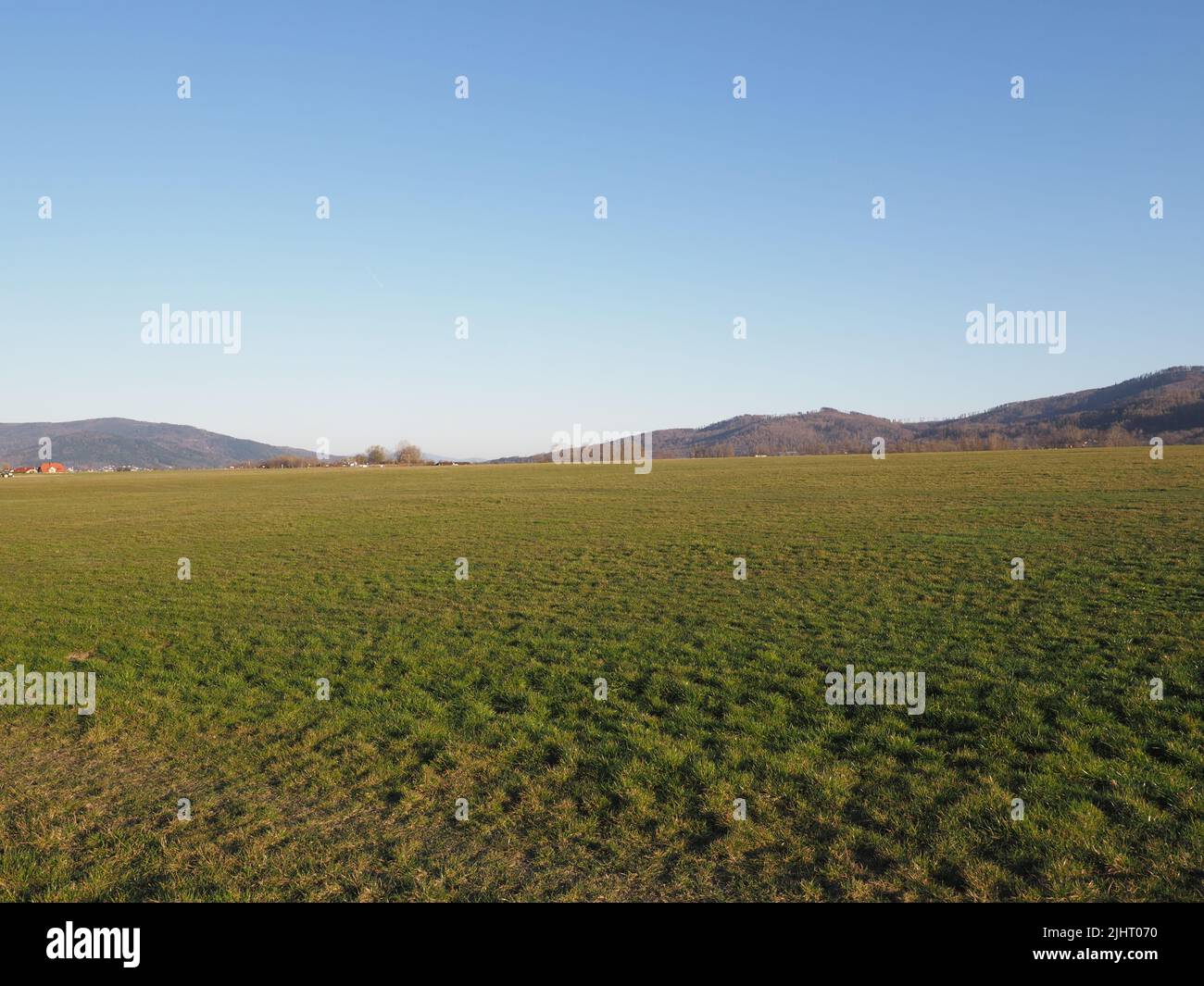 Desolate sport airfield at european Bielsko-Biala city in Poland, clear ...
