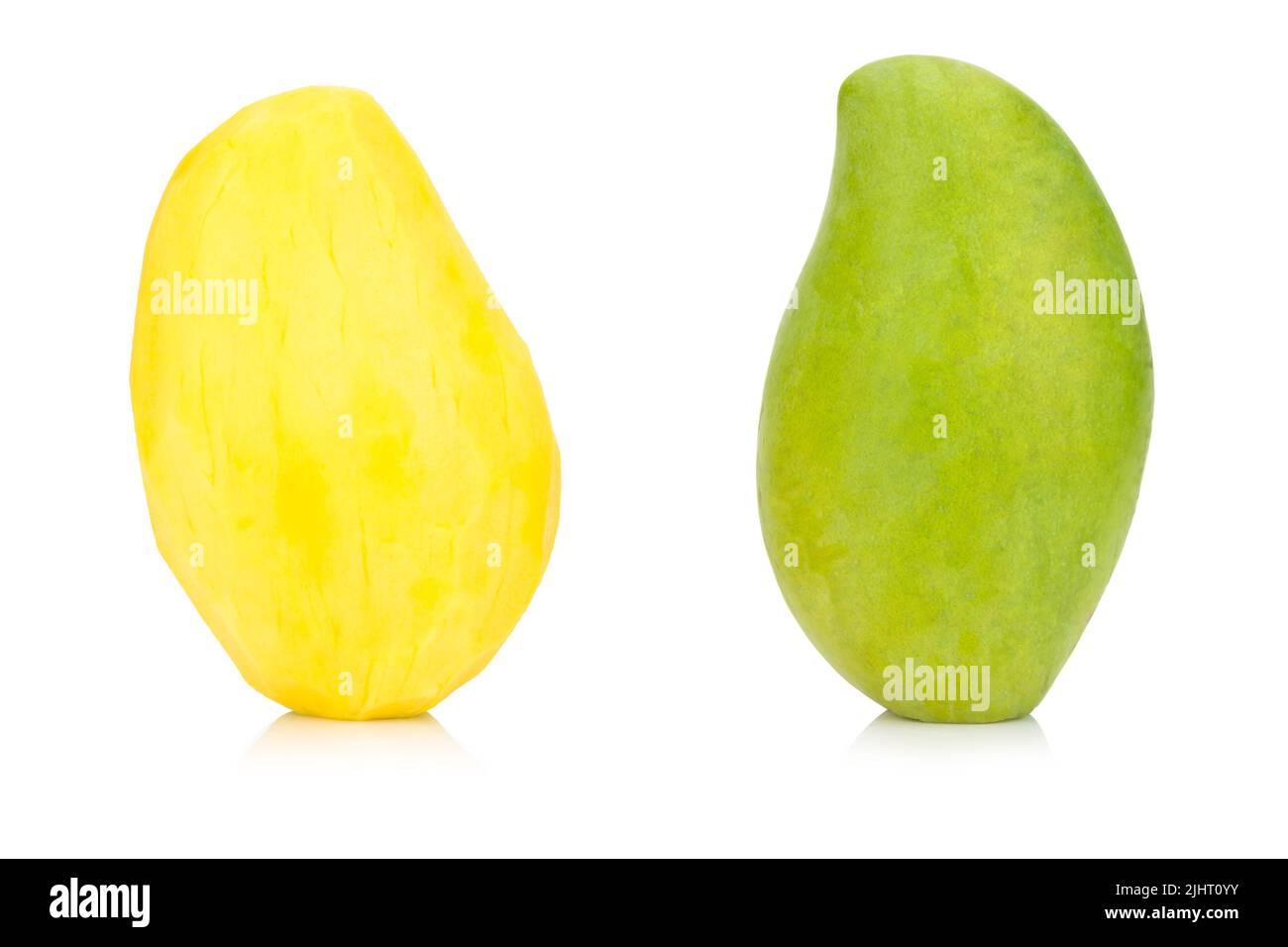 Green mango. Fruit pulp. yellow. isolated on white background Stock