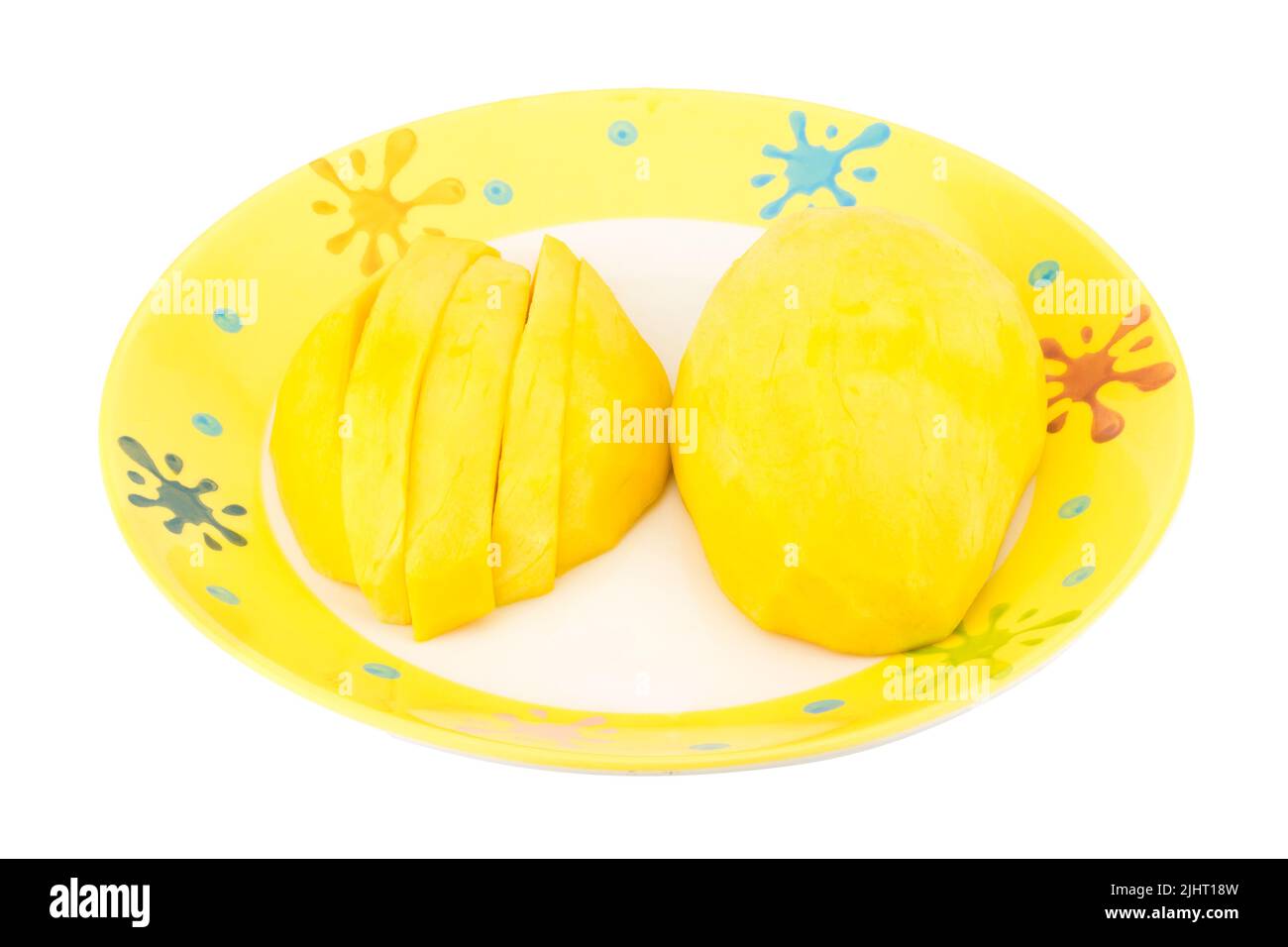 Green mango. Fruit pulp. yellow. isolated on white background Stock
