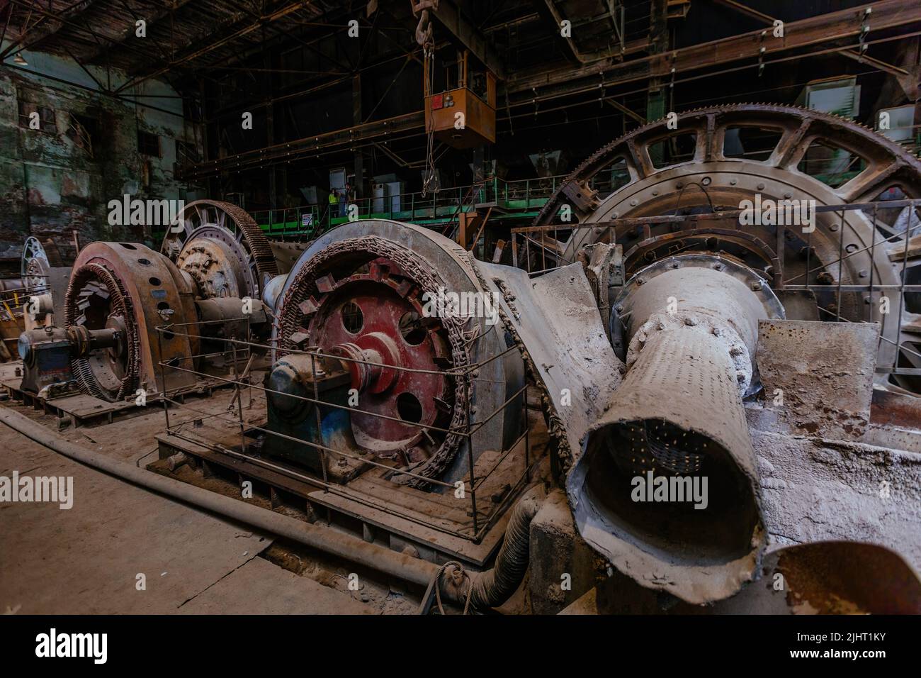 Old abandoned mining processing plant. Ore-dressing treatment with classifiers. Stock Photo