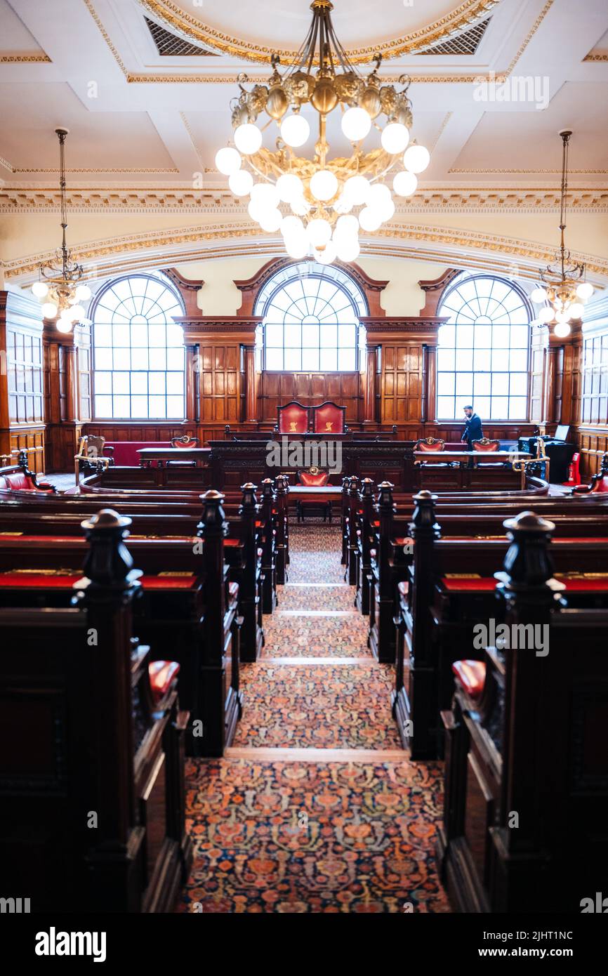 A vertical shot at d the interior of a marriage registration hall Stock Photo