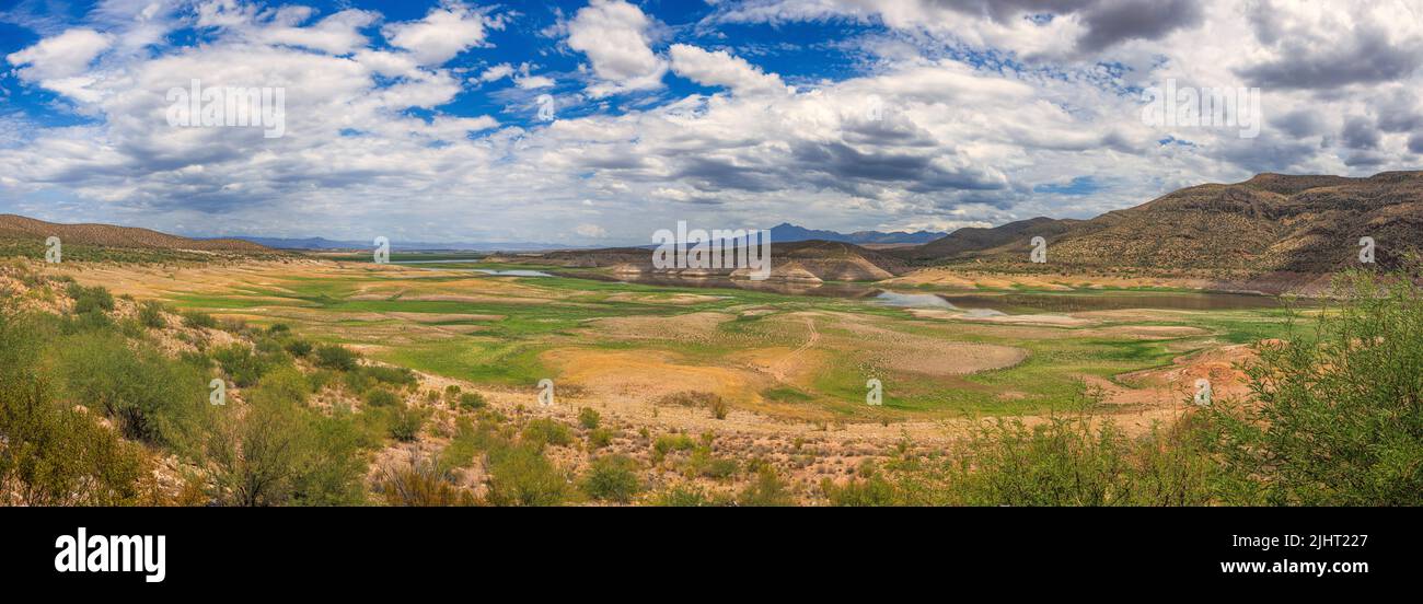 2022 panorama of San Carlos Lake, the reservoir formed by the Coolidge