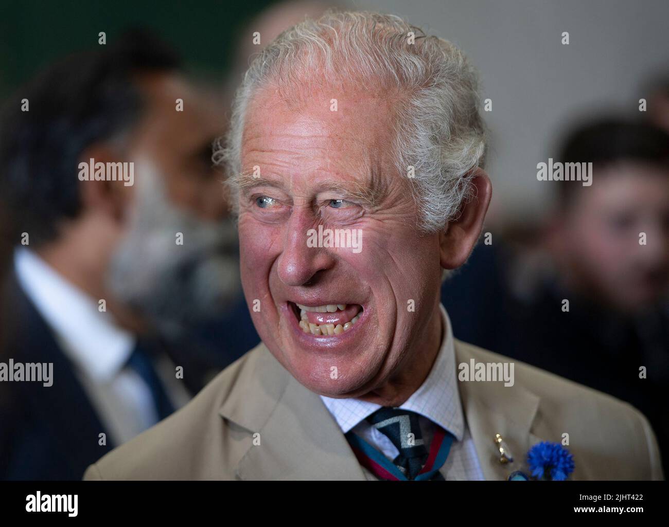 The Prince of Wales during a reception on board the Royal Navy aircraft carrier HMS Queen Elizabeth, to meet veterans of the Falklands war to mark the 40th anniversary of the conflict. Picture date: Wednesday July 20, 2022. Stock Photo