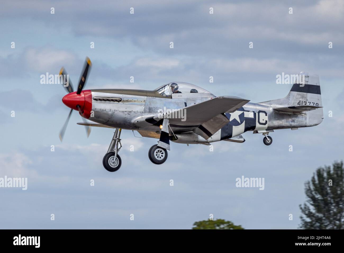 North American P51D Mustang ‘Warhorse’ arriving at RAF Fairford on the