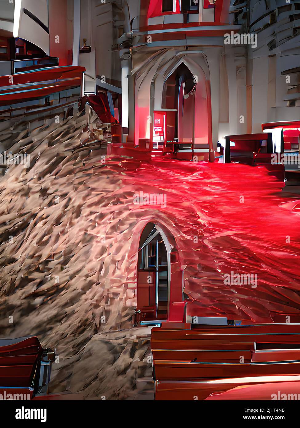 digital painting of a destroyed church Stock Photo