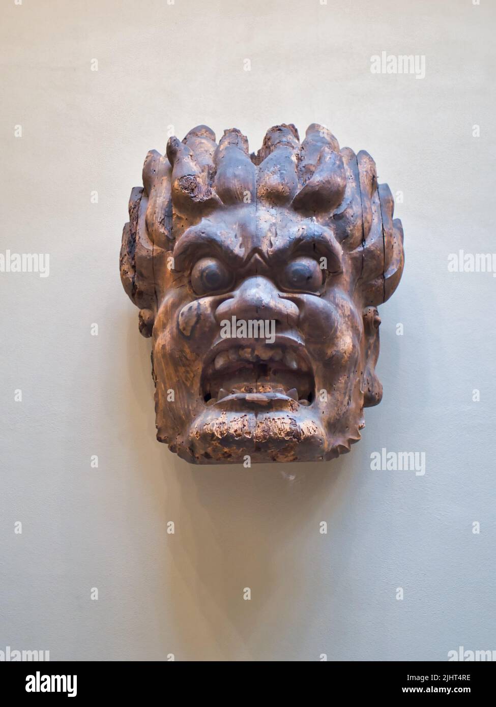 Kansas City, Missouri July 16, 2022 - The Nelson-Atkins Museum of Art - Head of a Wrathful Deity - Japan 1185-1333 Stock Photo