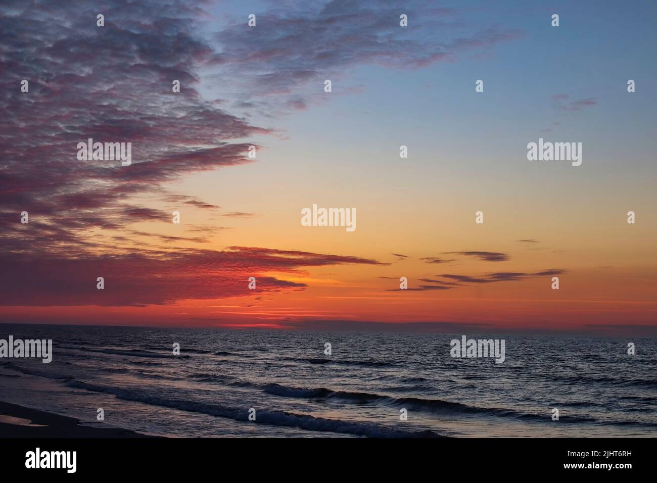 An aerial view of a beautiful sea during the sunset Stock Photo - Alamy