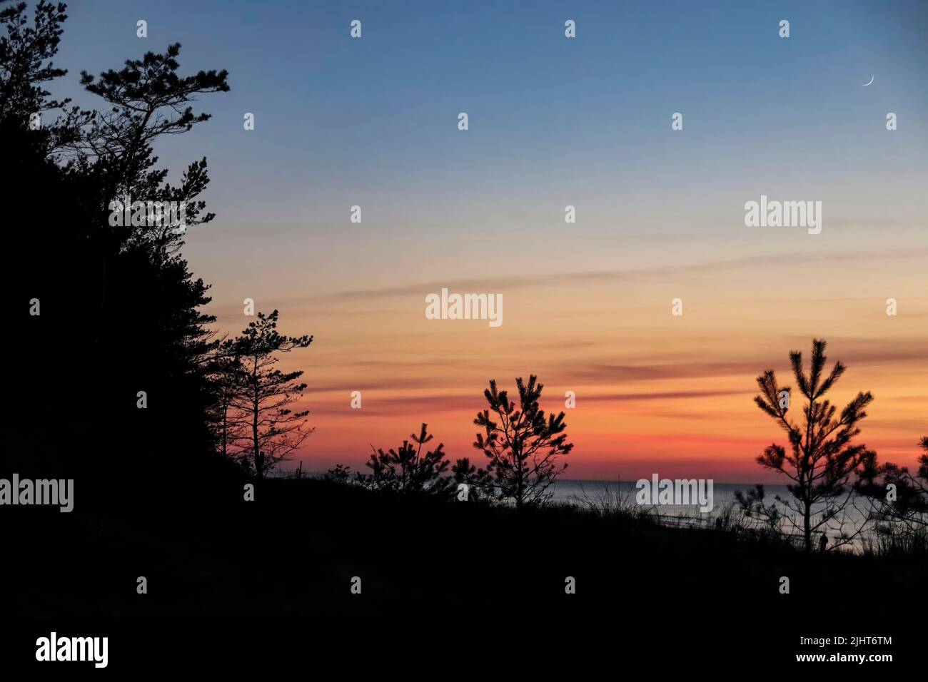 An aerial view of a beautiful sea during the sunset Stock Photo - Alamy