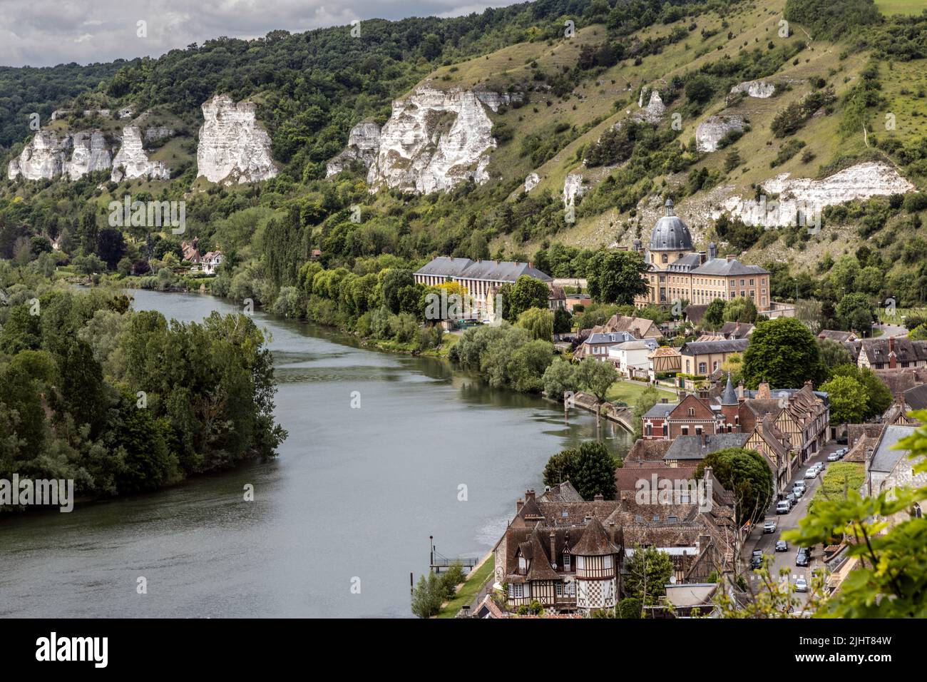 View of the River Seine from the Chateau Gaillard in Les Andelys Stock Photo