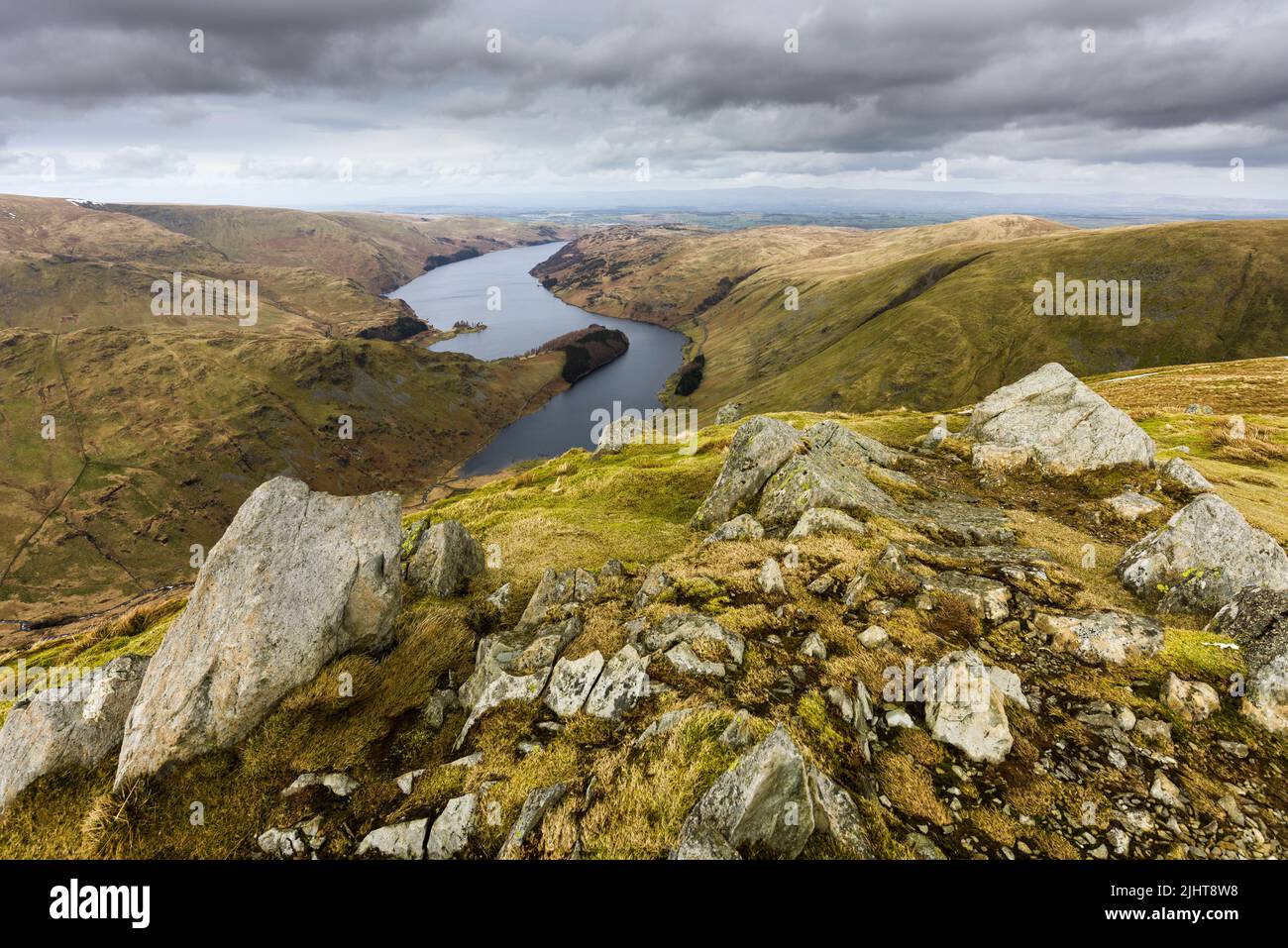Haweswater Reservoir from Harter Fell in the Lake District National Park, Cumbria, England. Stock Photo