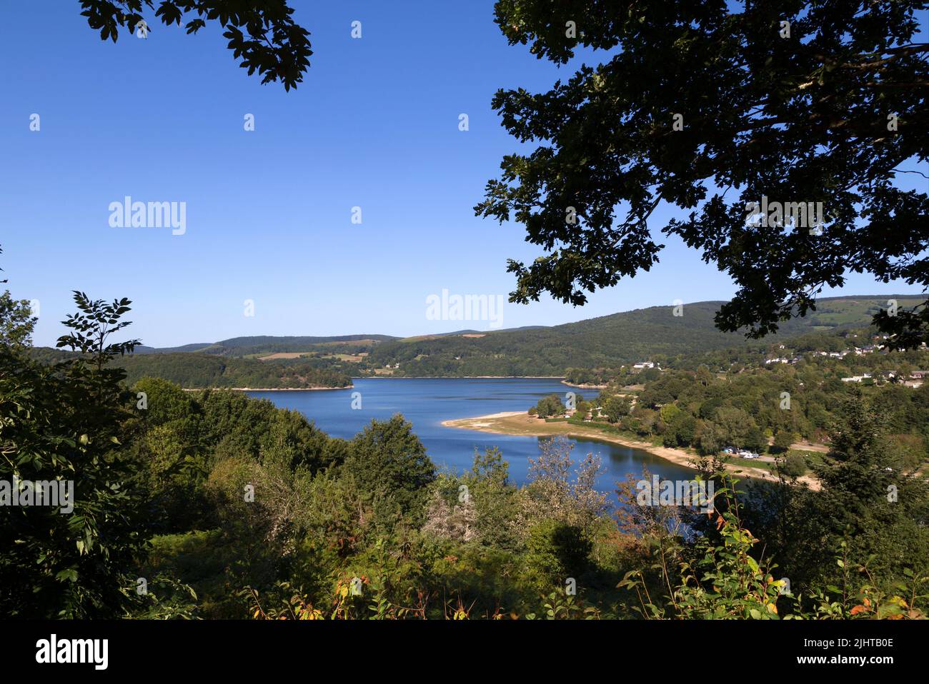 Laouzas Lake. Aerial view. Nages, Occitanie, France Stock Photo
