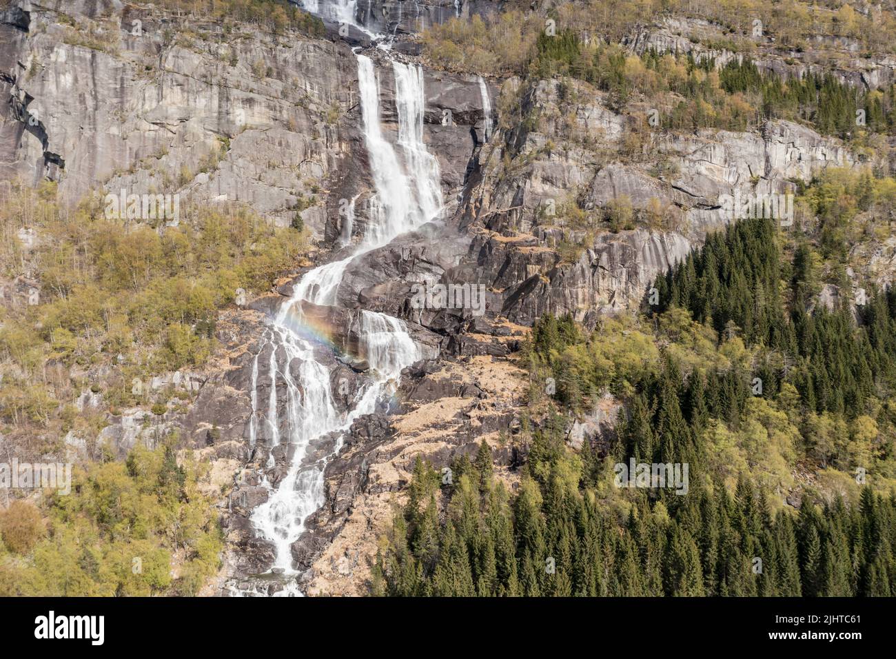 Aerial view of waterfall Tjornadalsfossen, south of Odda, Rogaland, Norway Stock Photo