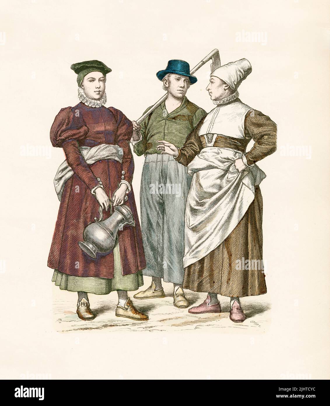 Girl from Ockholm, Man and Woman from Pomerania, Germany, 1590 ...