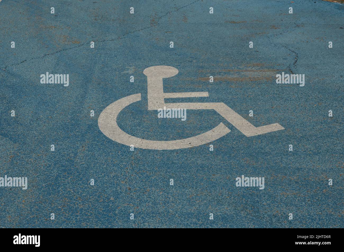 Disabled parking sign from france Stock Photo