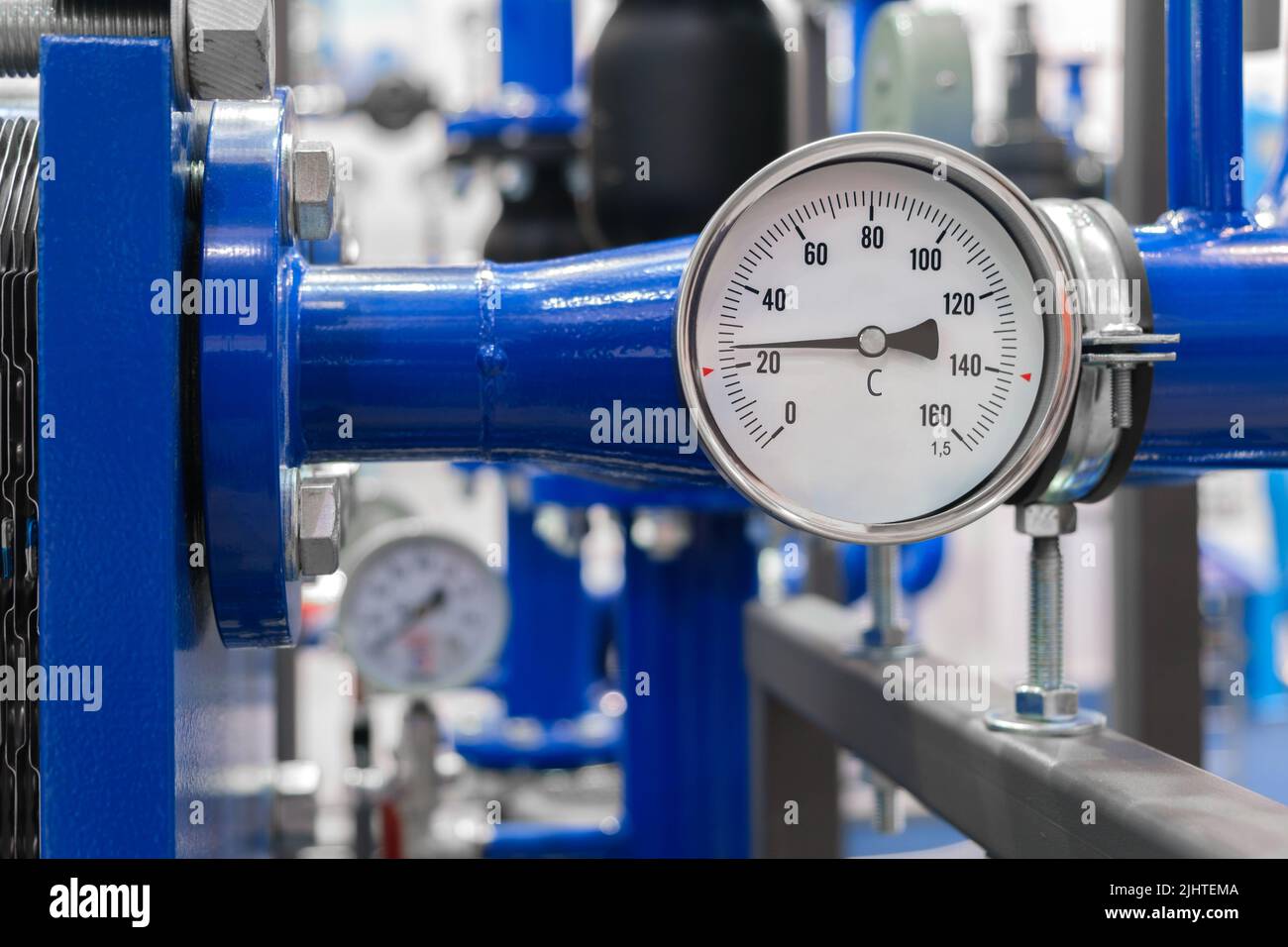 Industrial concept. equipment of the boilerhouse, valves, tubes