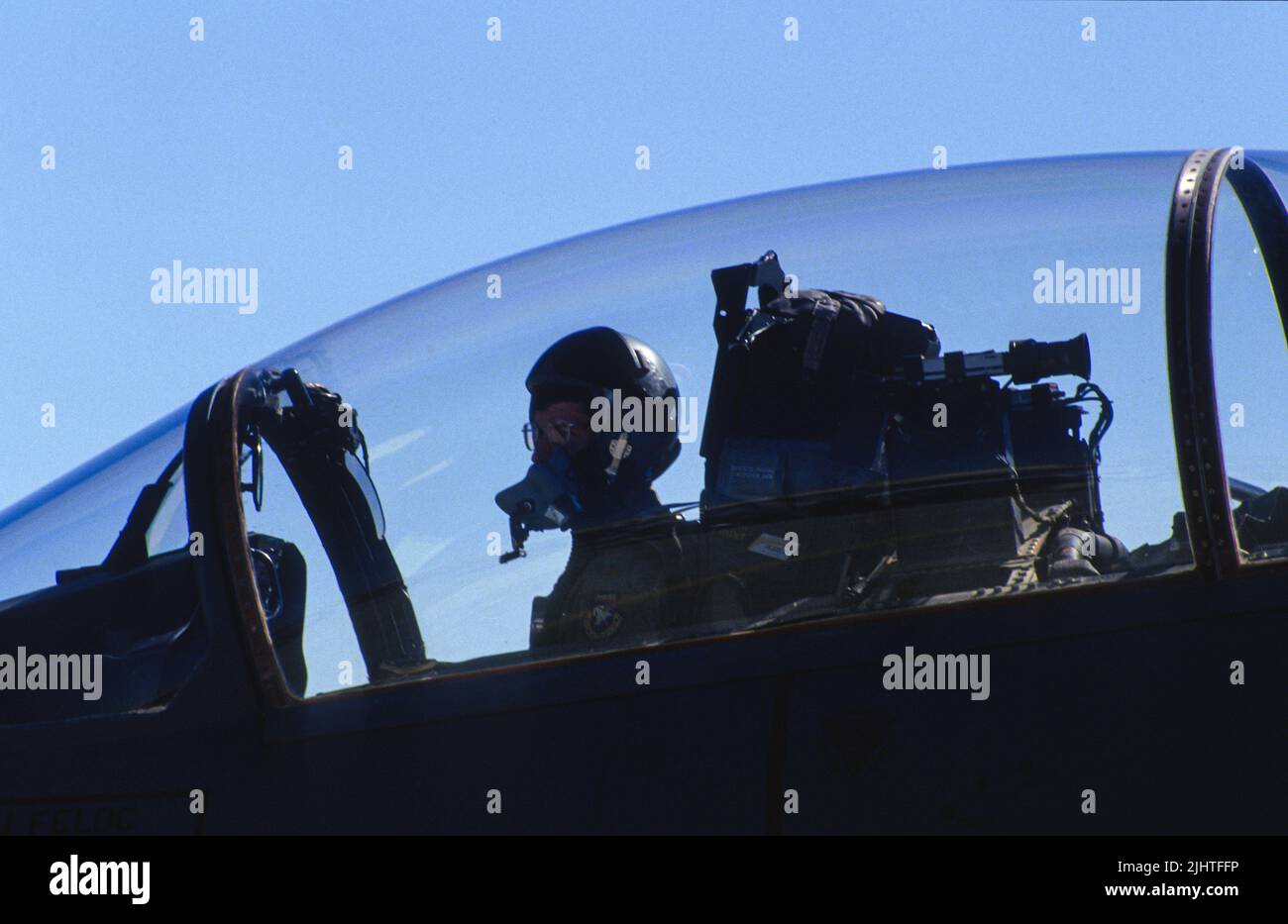 F15 Eagle pilot taxis aboard Edwards Air Force Base in California